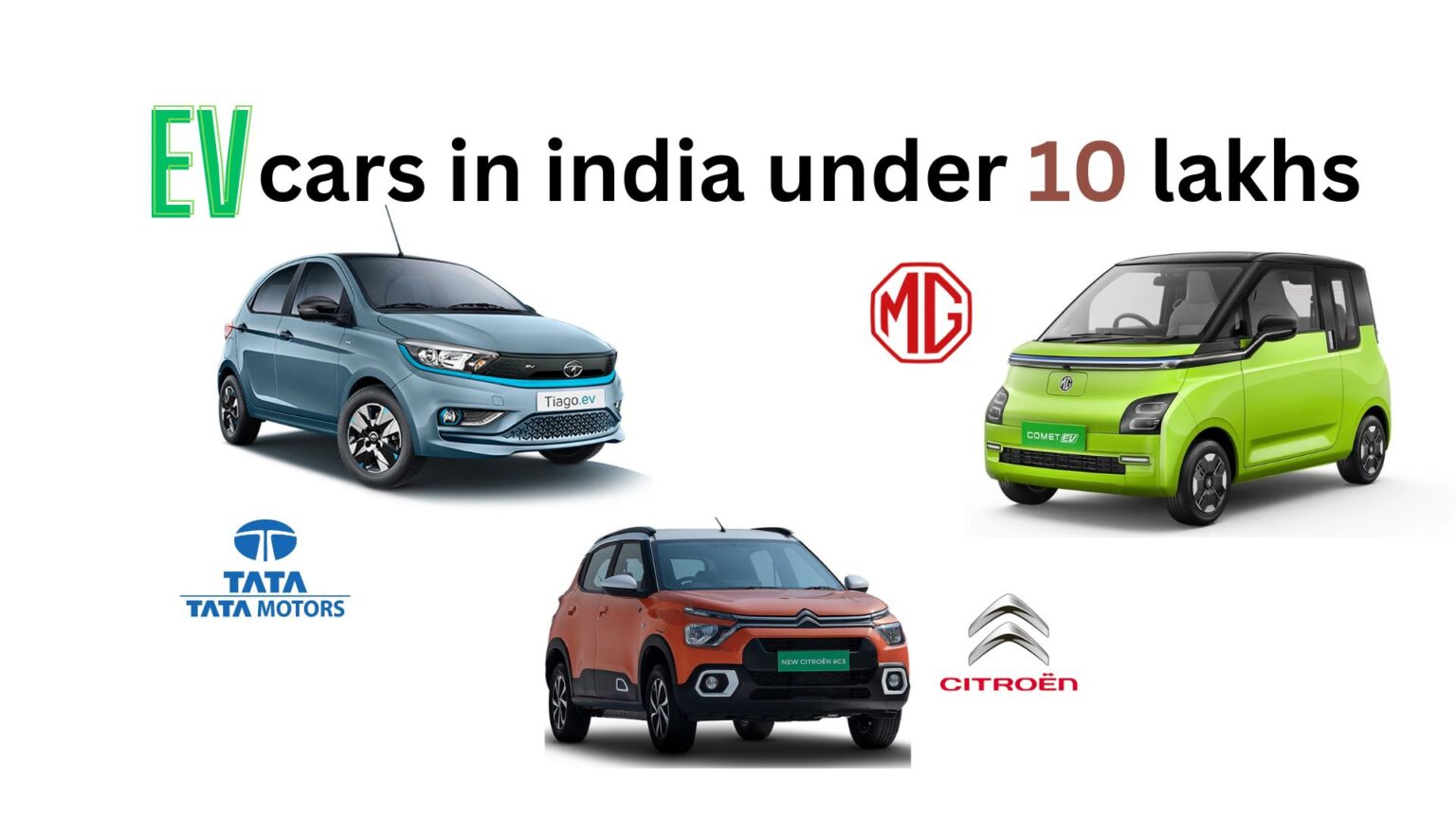 2024 Best EV cars in india under 10 lakhs